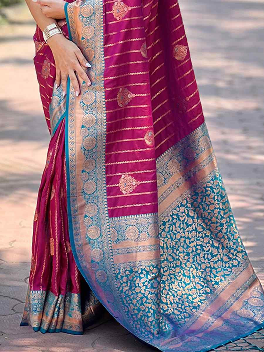 Purple Silk Handwoven Festival Wedding Heavy Border Saree