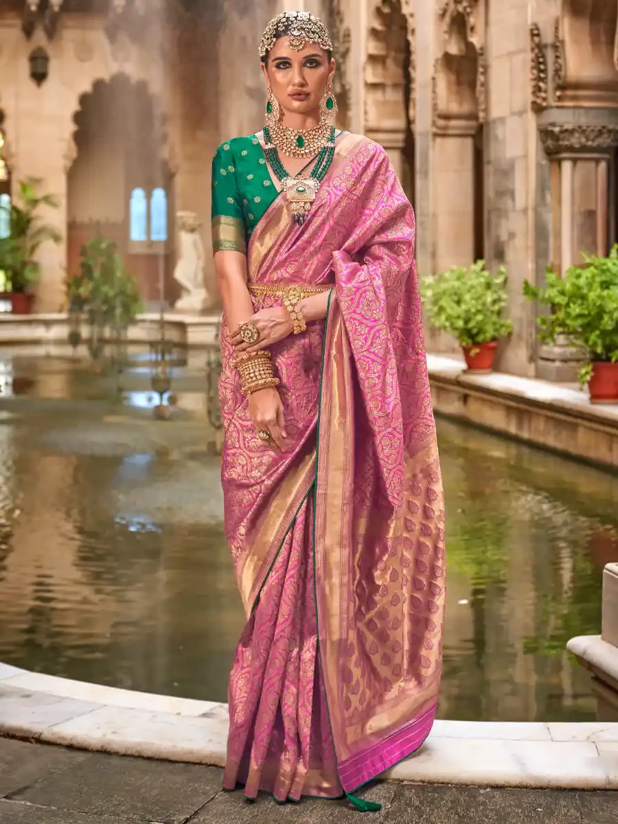 Purple Silk Handwoven Festival Wedding Heavy Border Saree