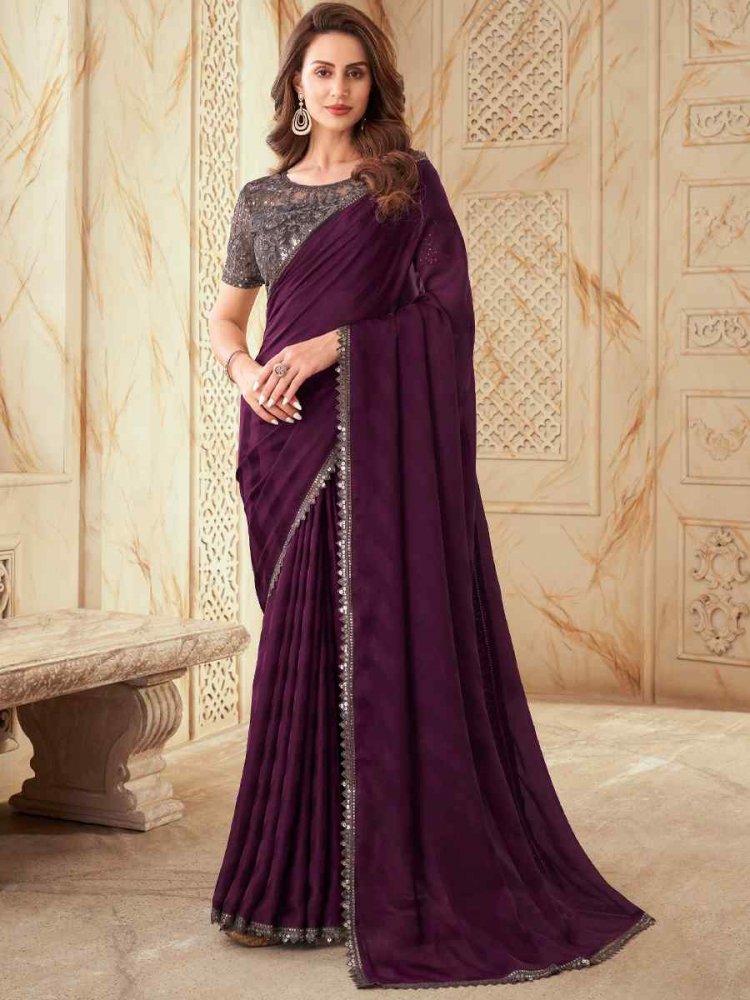 Buy sadika Solid/Plain, Embellished Daily Wear Georgette, Art Silk Black,  Silver Sarees Online @ Best Price In India | Flipkart.com