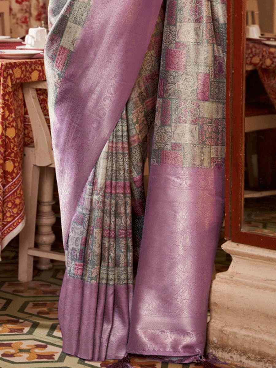 Purple Soft Silk Handwoven Festival Wedding Heavy Border Saree