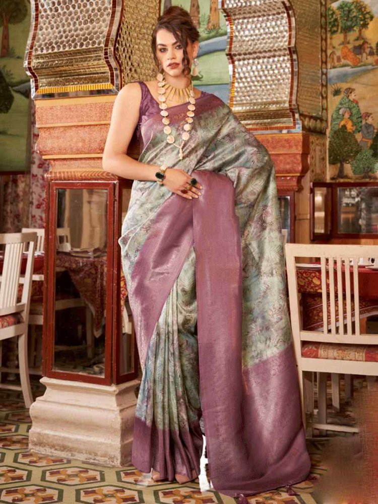 Purple Soft Silk Handwoven Festival Wedding Heavy Border Saree