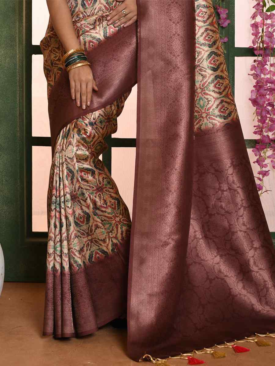 Purple Soft Silk Handwoven Wedding Festival Heavy Border Saree