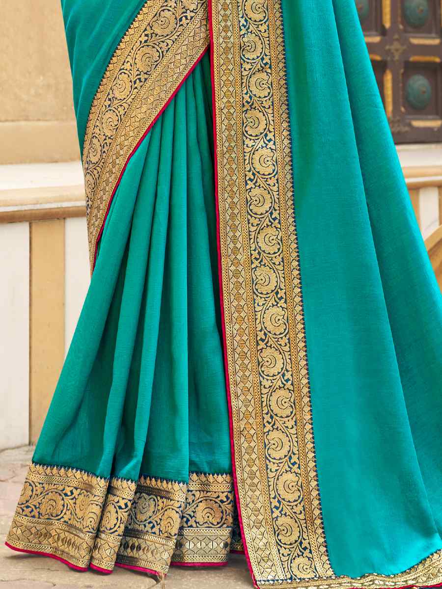 Rama Banglory Silk Embroidered Wedding Festival Heavy Border Saree