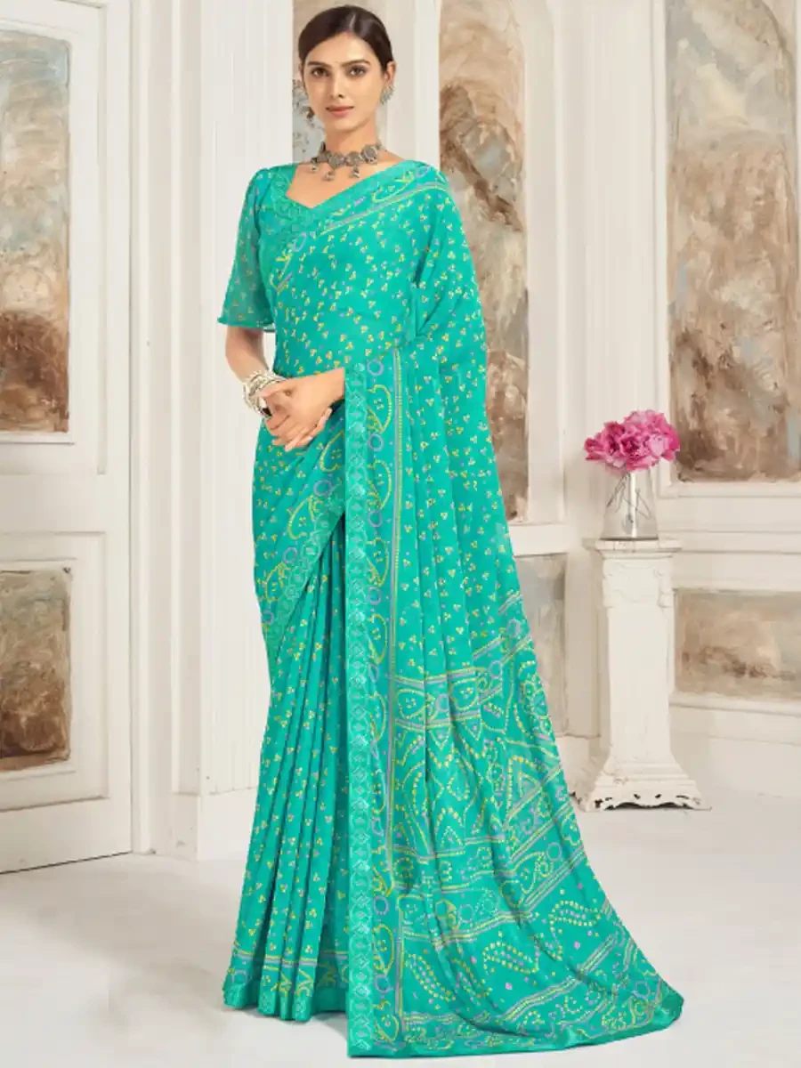 Rama Chiffon Printed Festival Casual Contemporary Saree