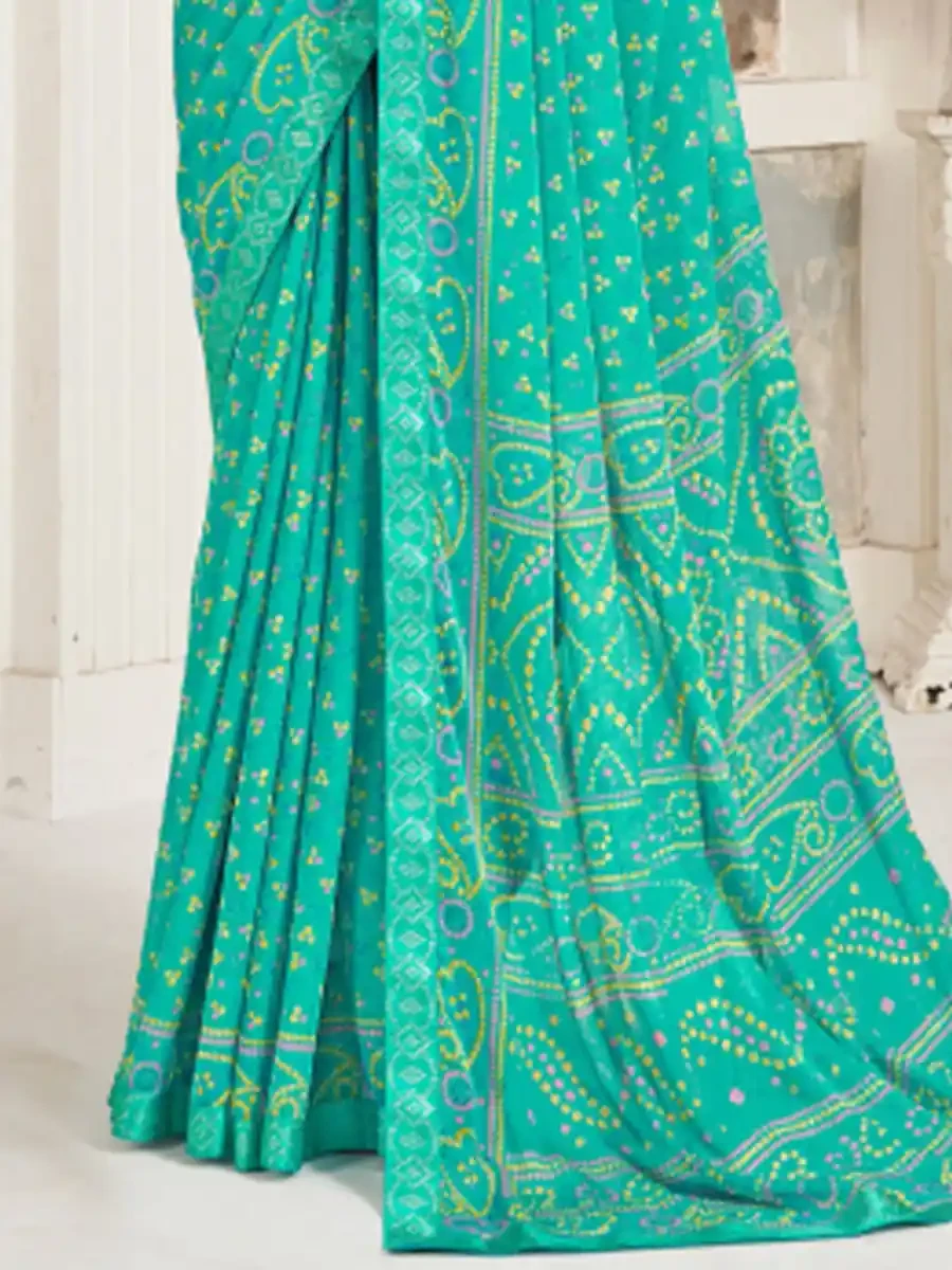 Rama Chiffon Printed Festival Casual Contemporary Saree