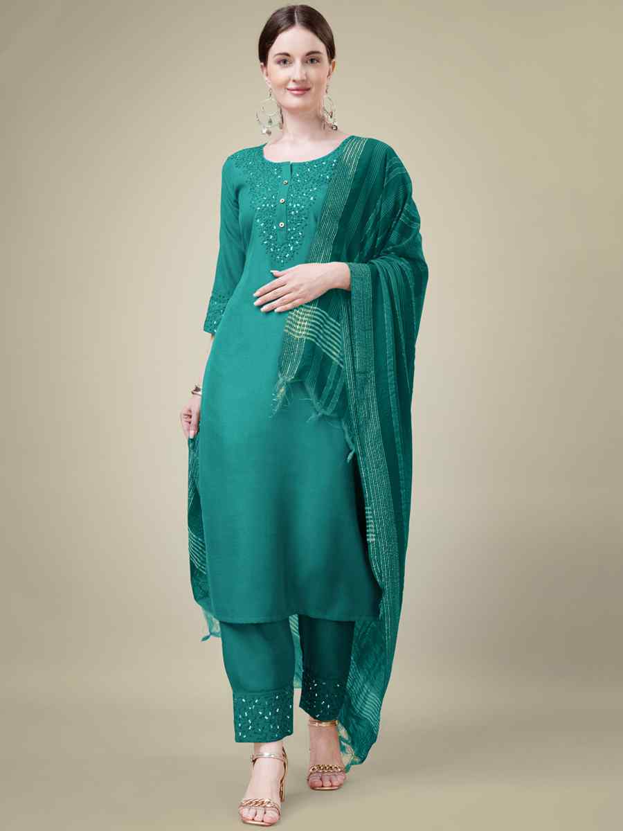 Rama Cotton Blend Embroidered Festival Casual Ready Pant Salwar Kameez