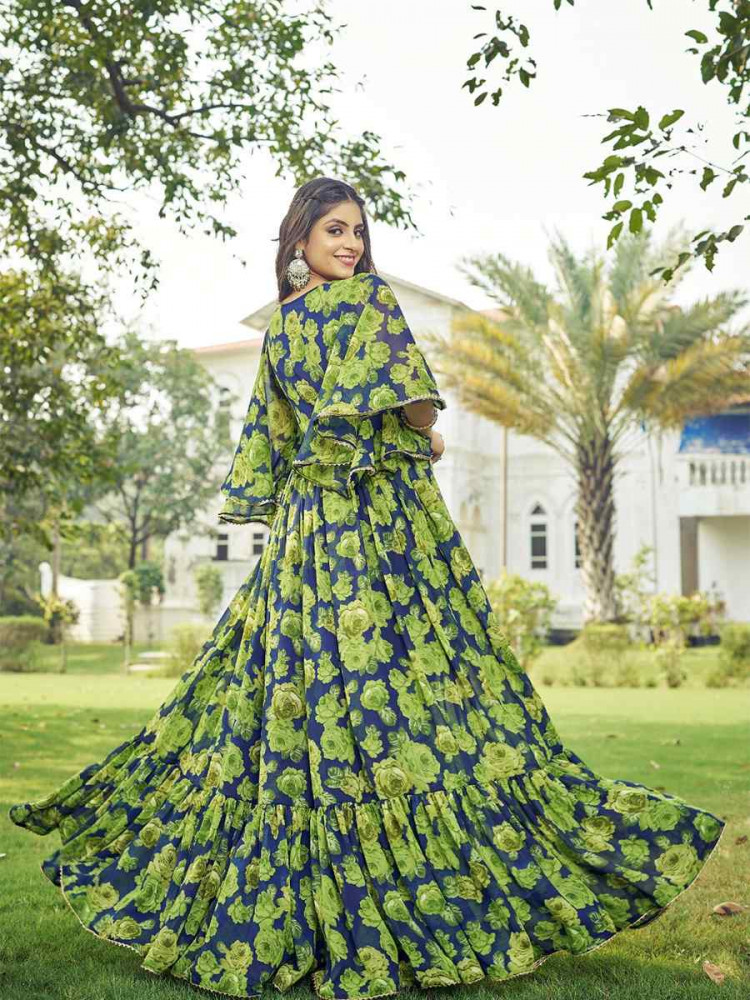 Rama Faux Blooming Printed Festival Casual Gown