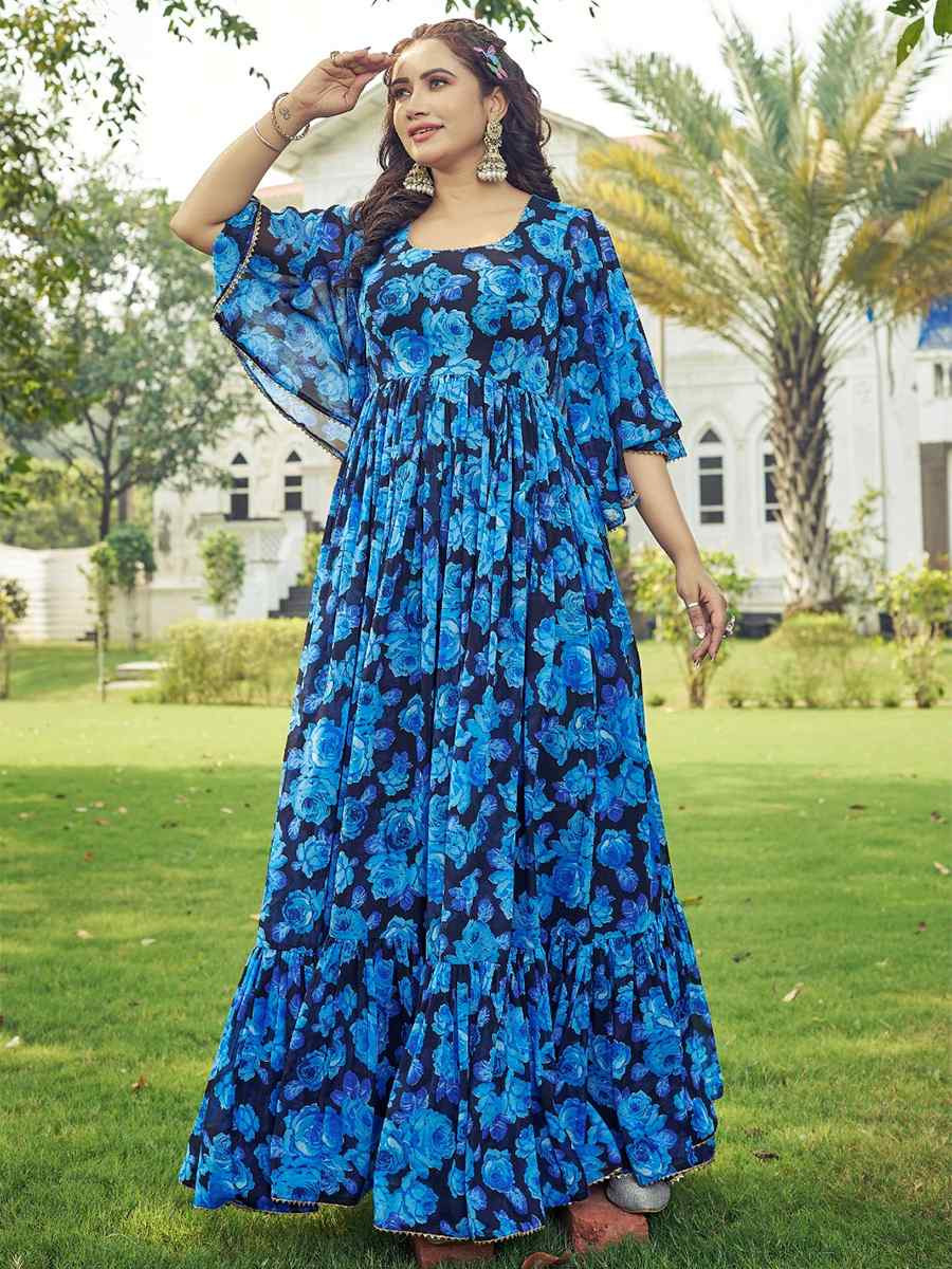 Rama Faux Blooming Printed Festival Casual Gown