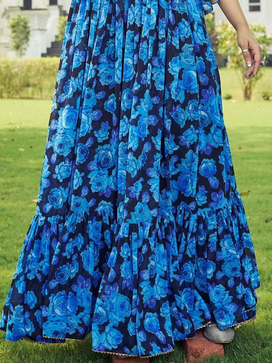 Rama Faux Blooming Printed Festival Casual Gown