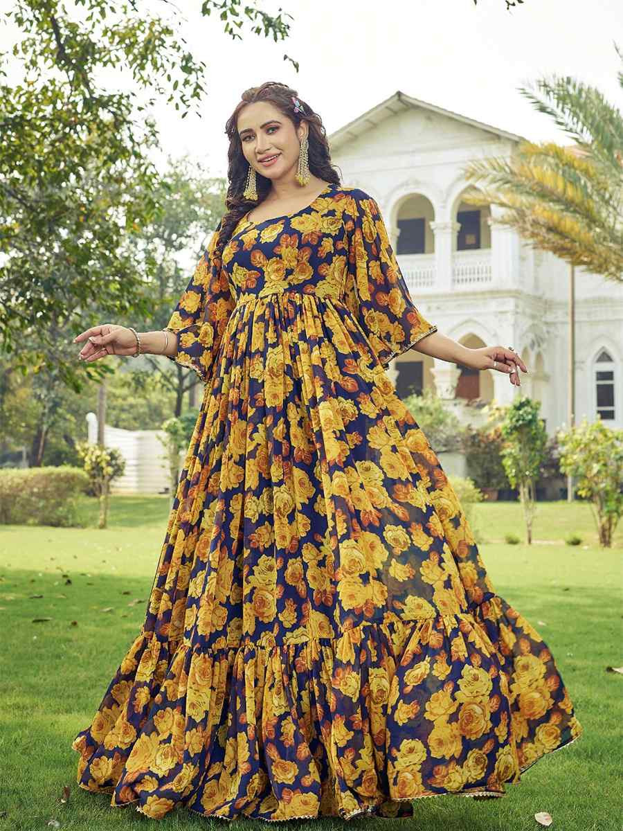 Rama Faux Blooming Printed Festival Casual Gown