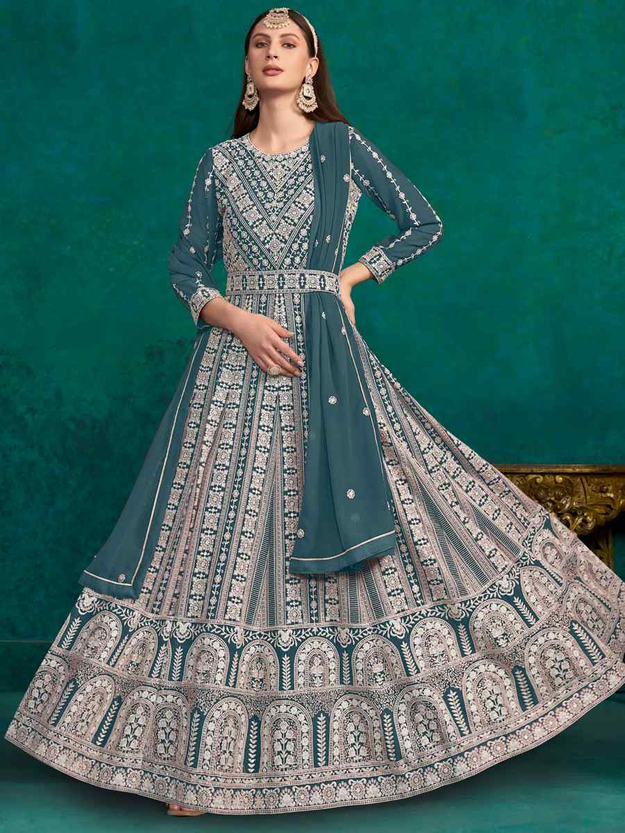 Rama Faux Georgette Embroidered Festival Wedding Anarkali Salwar Kameez