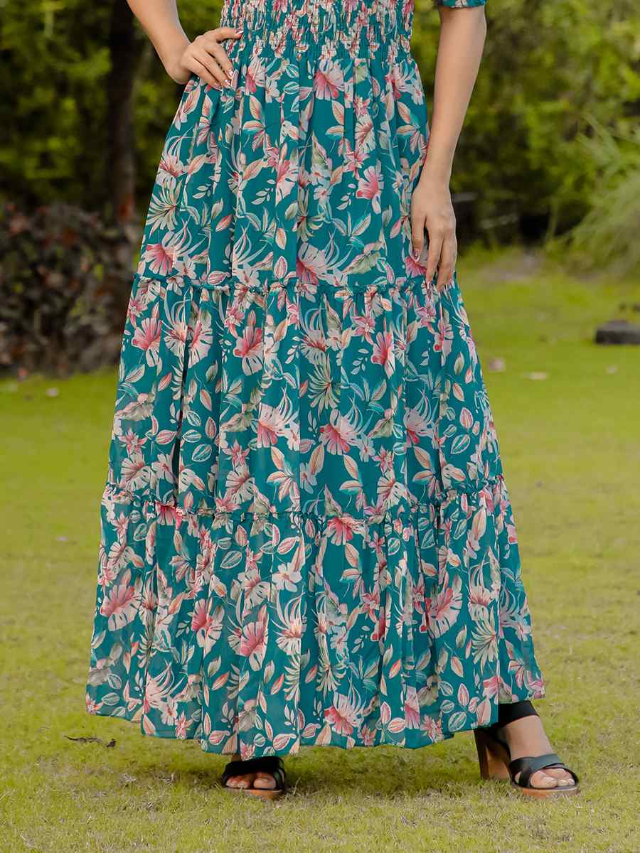 Rama Faux Georgette Printed Festival Casual Gown