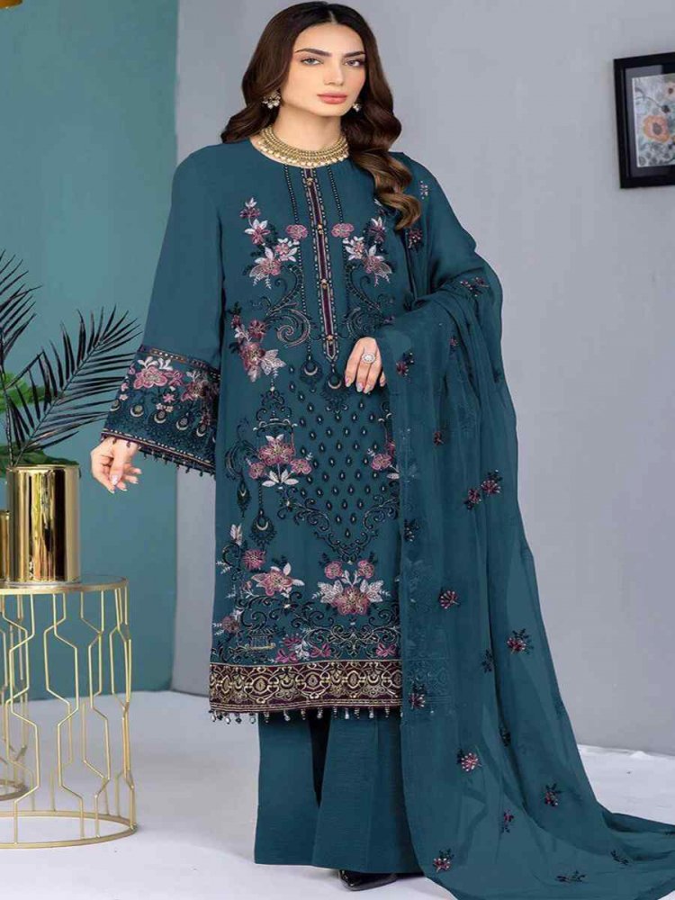 Rama Georgette Embroidered Festival Casual Pant Salwar Kameez