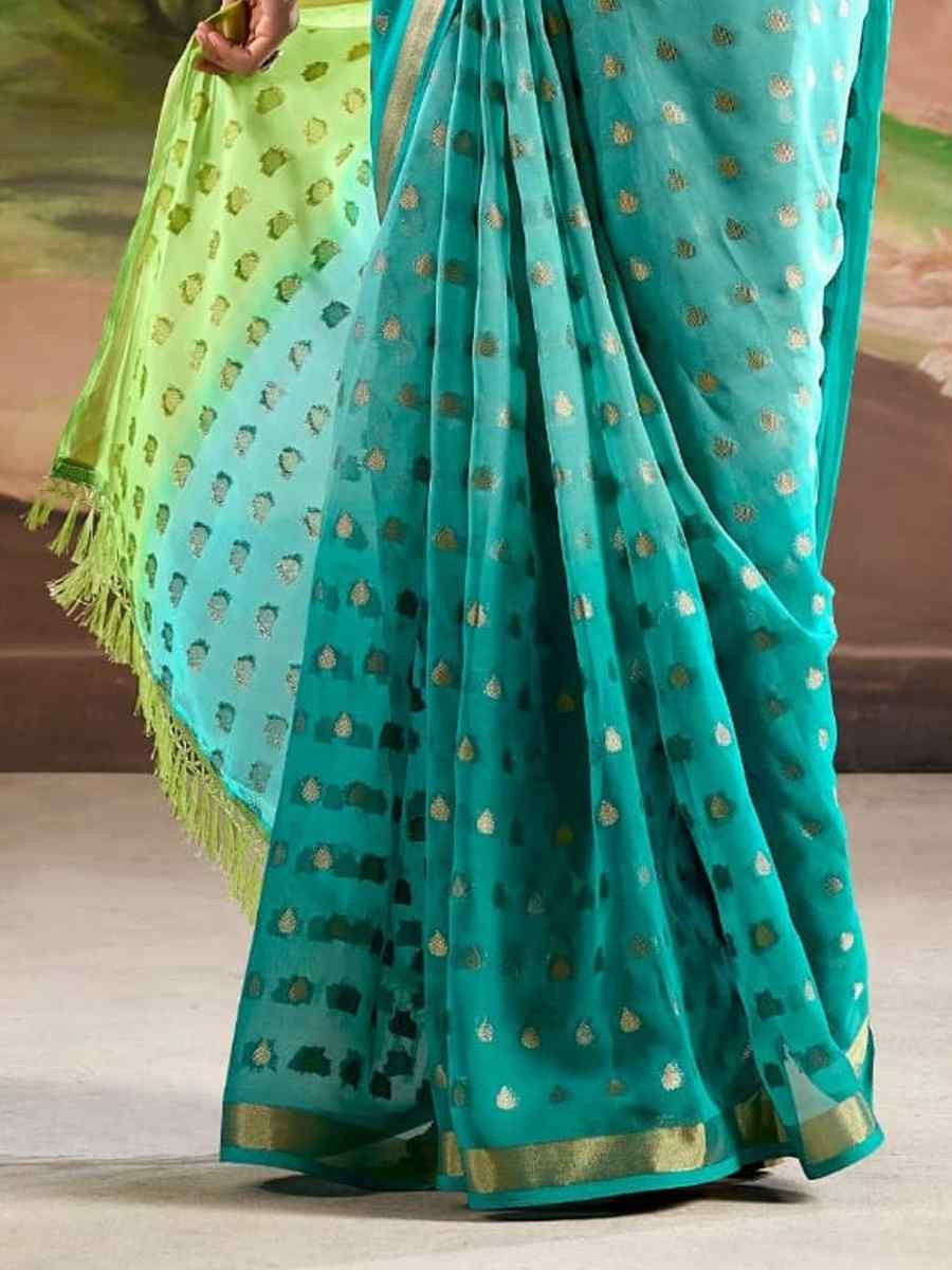 Rama Georgette Silk Handwoven Festival Party Classic Style Saree