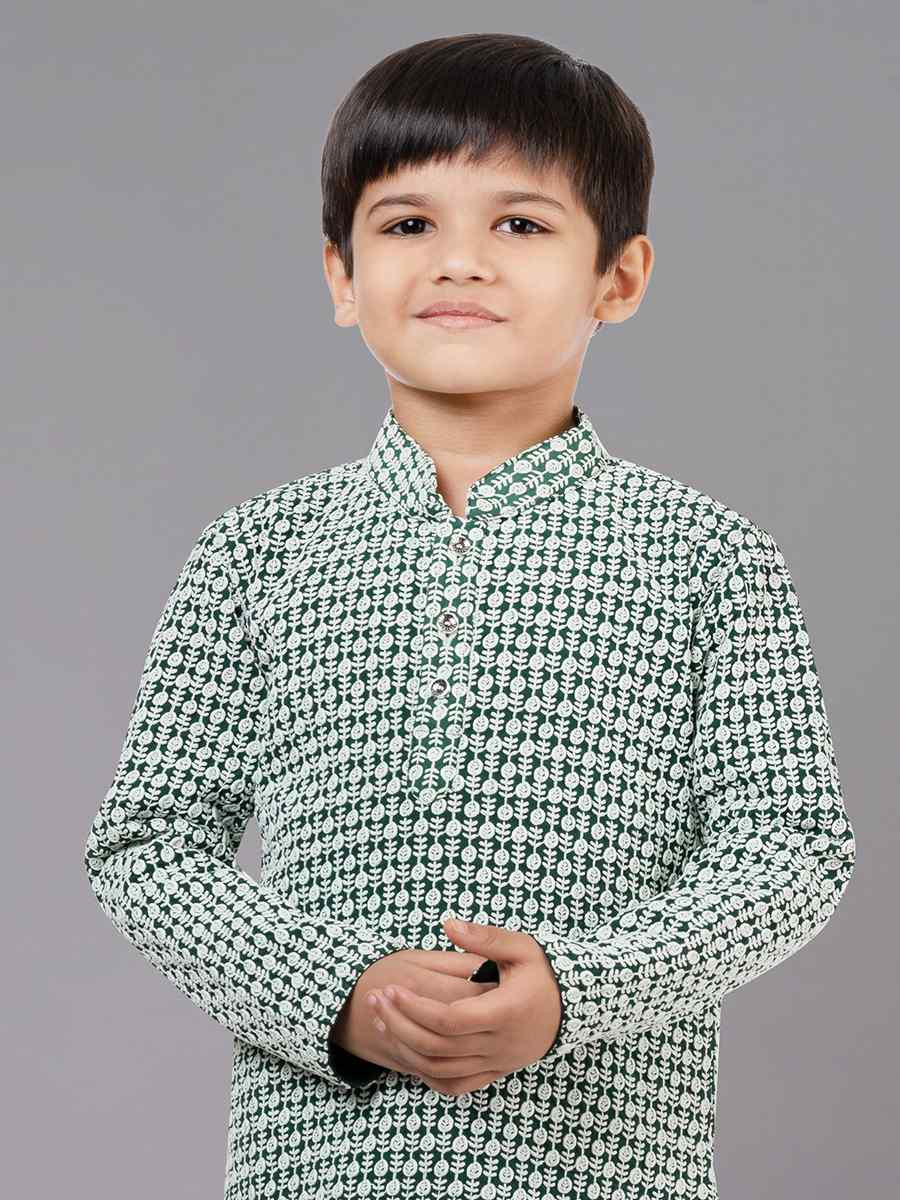 Rama Green Georgette Embroidered Festival Traditional Kurta Pyjama Boys Wear