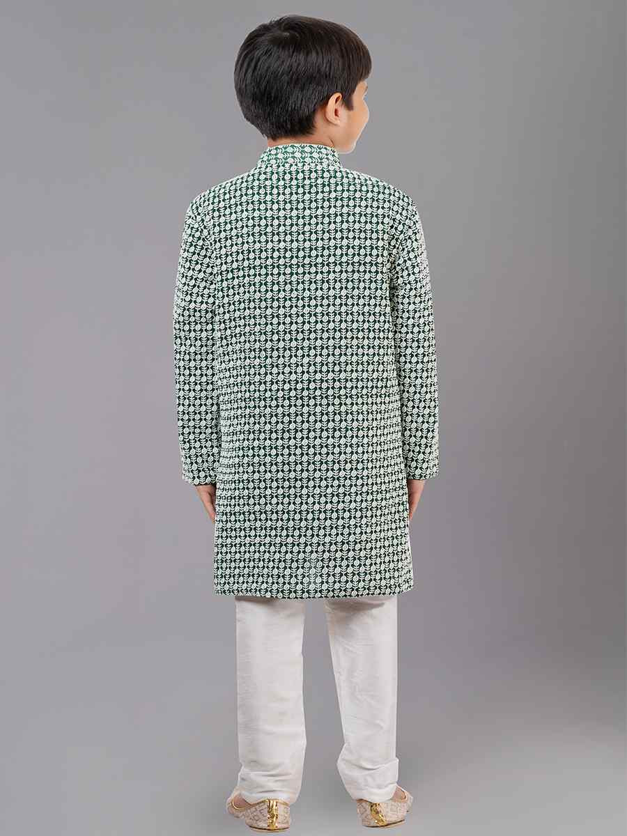 Rama Green Georgette Embroidered Festival Traditional Kurta Pyjama Boys Wear