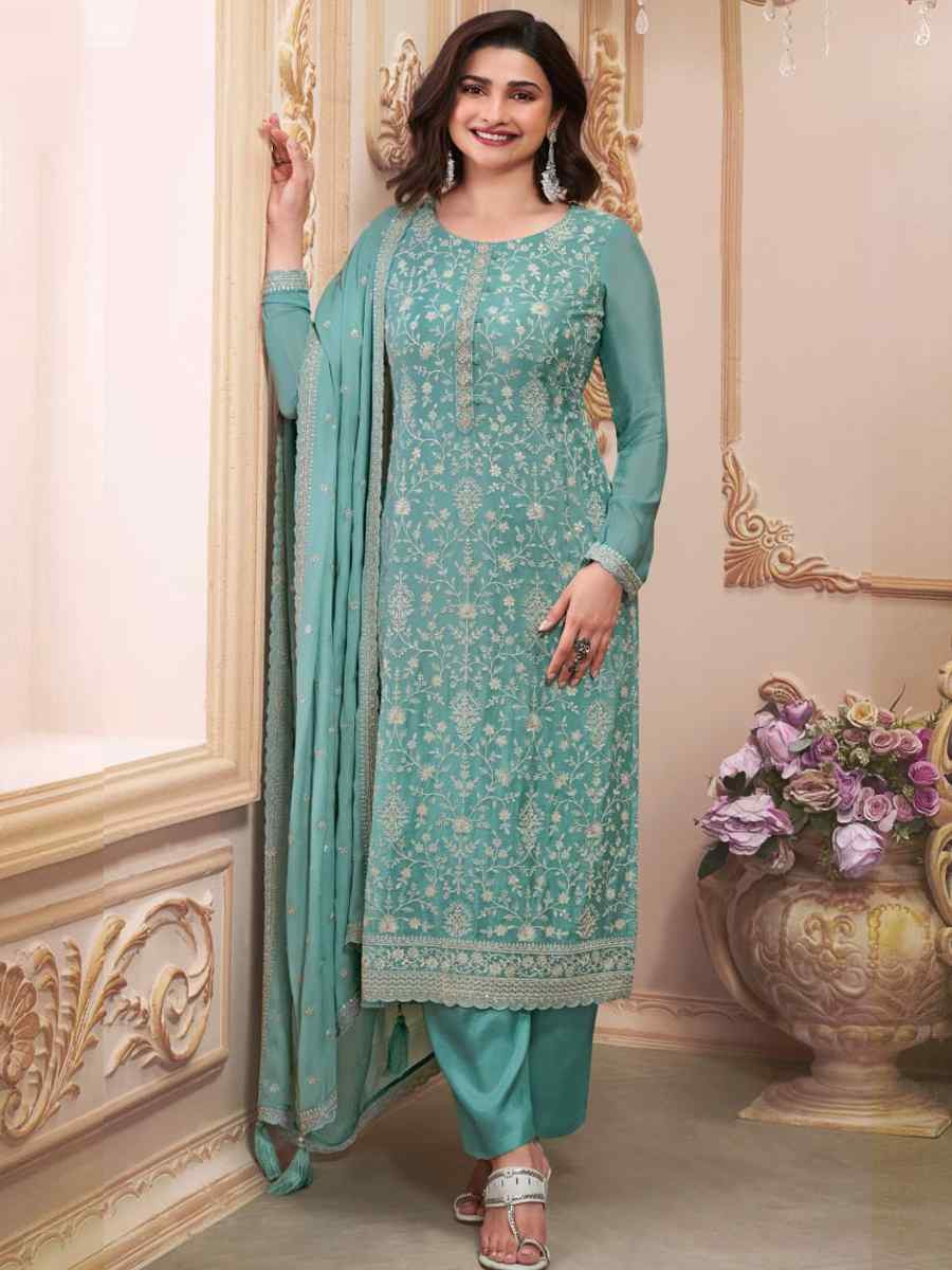 Rama Heavy Chinon Silk Embroidered Festival Casual Pant Salwar Kameez