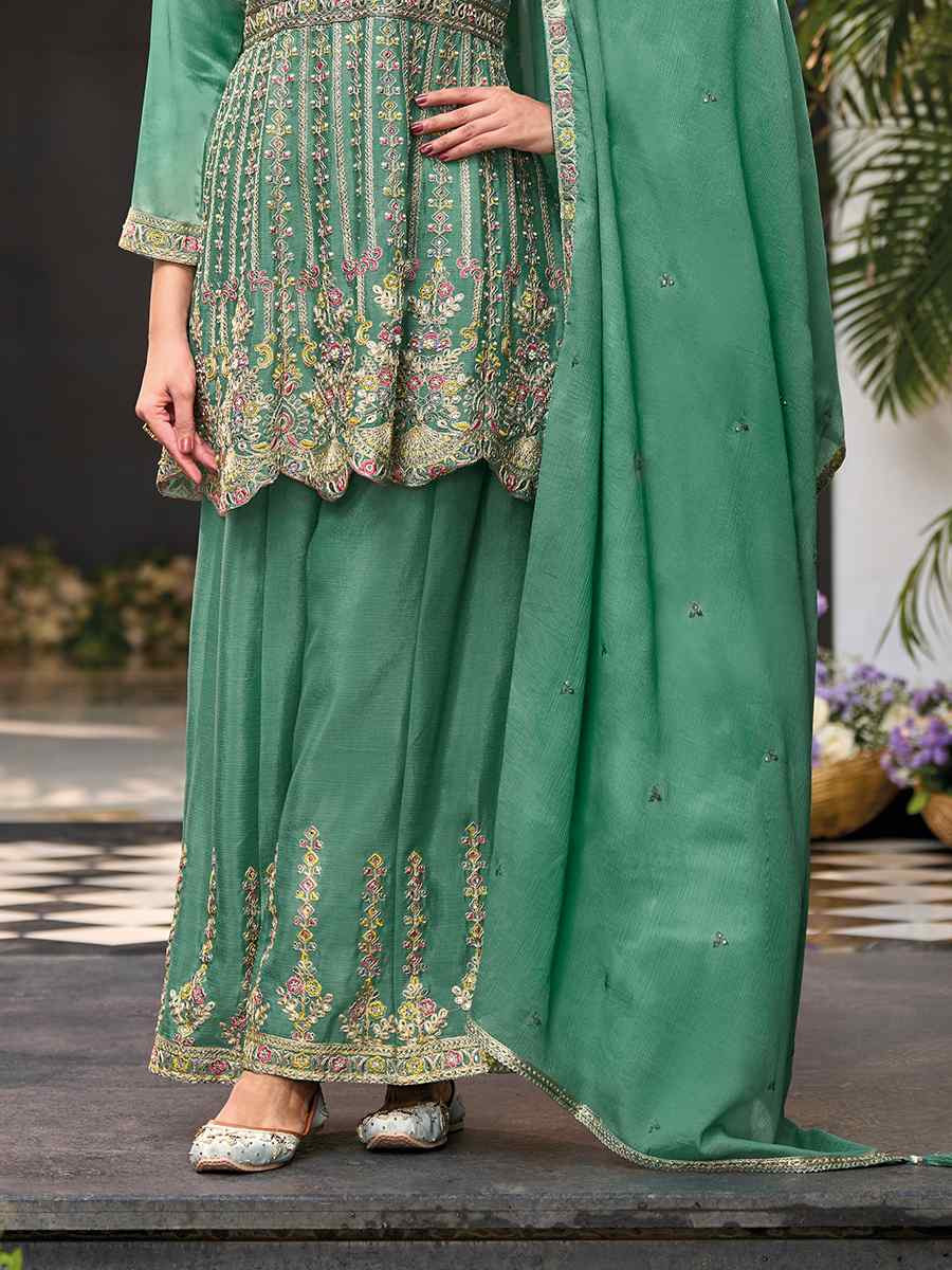 Rama Hevy Chinon Embroidered Festival Wedding Ready Sharara Pant Salwar Kameez