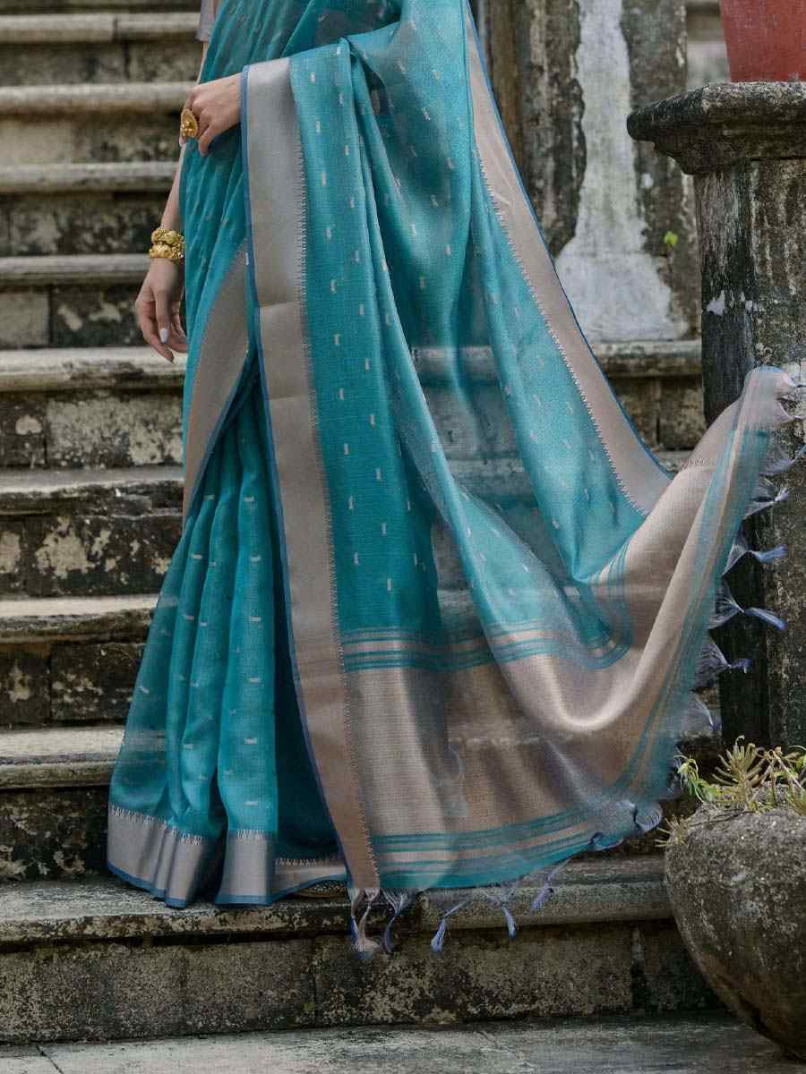 Rama Kalyani Silk Handwoven Wedding Festival Heavy Border Saree