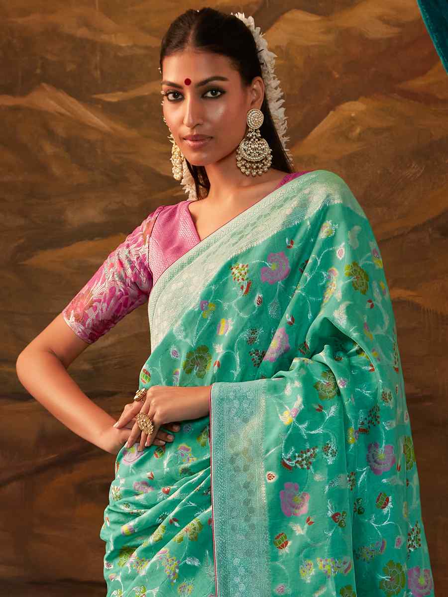 Rama Munga Silk Handwoven Wedding Festival Heavy Border Saree