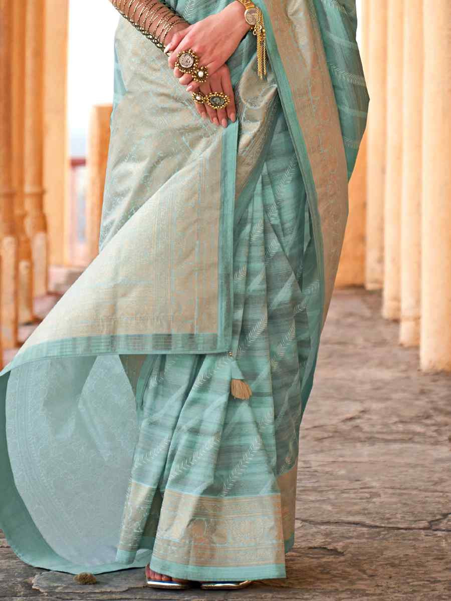 Rama Poly Viscose Silk Handwoven Festival Wedding Heavy Border Saree