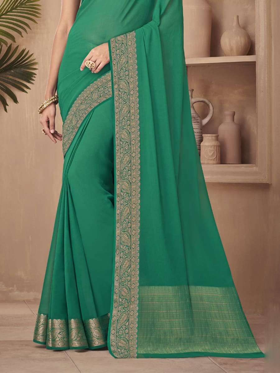 Rama Silk Handwoven Festival Casual Heavy Border Saree