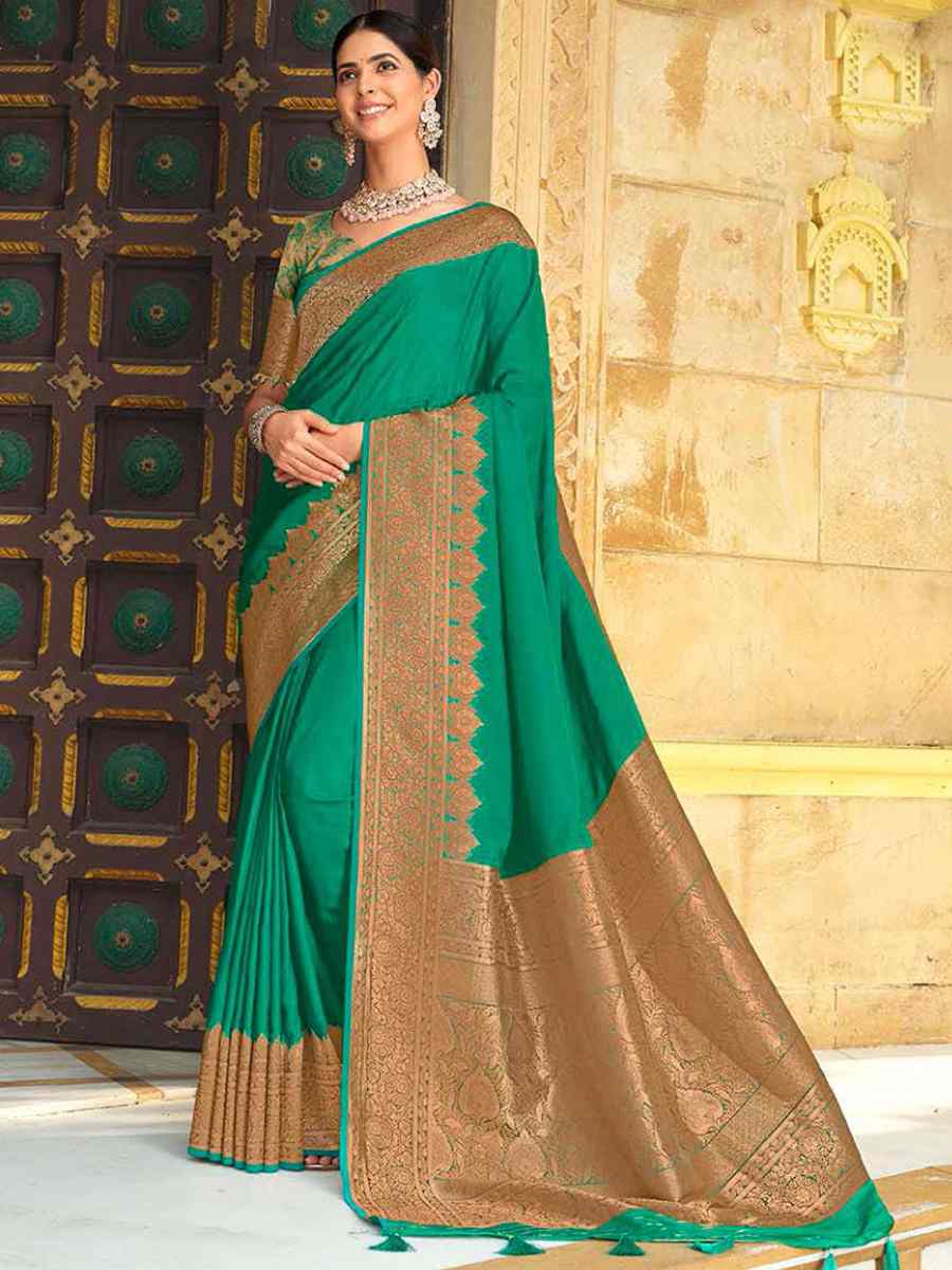 Rama Silk Handwoven Festival Wedding Heavy Border Saree