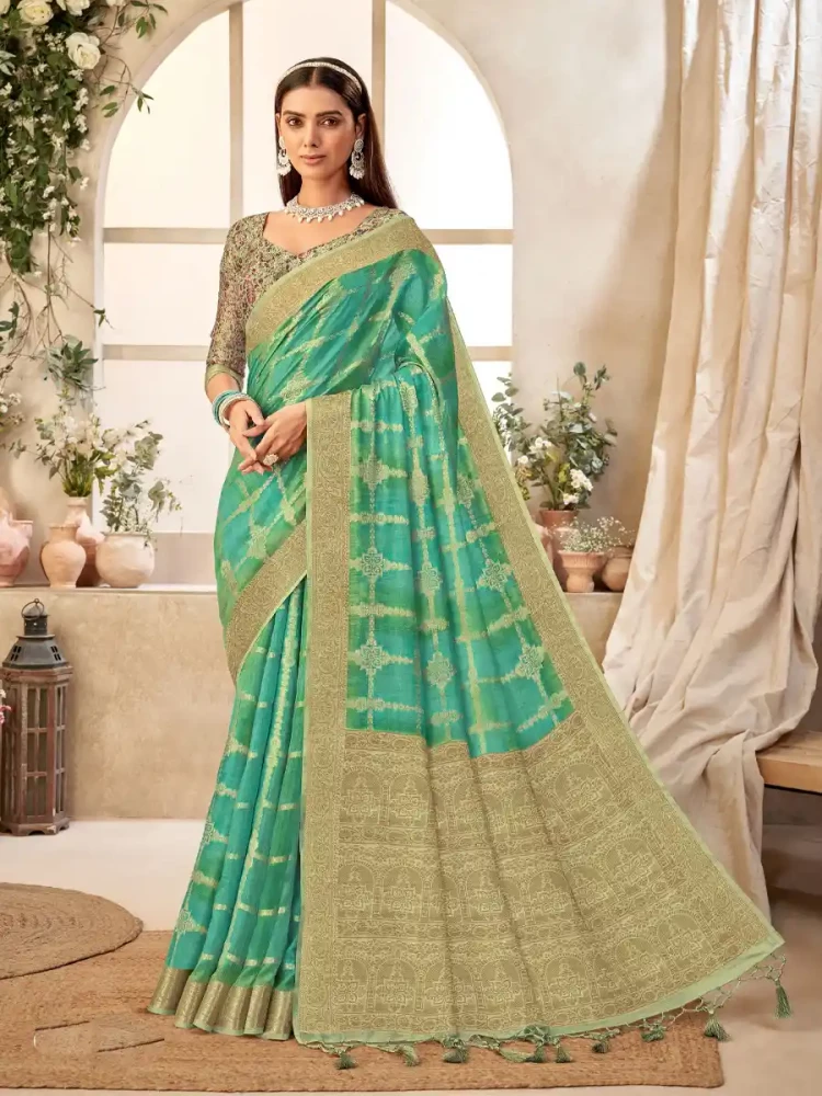 Rama Silk Handwoven Festival Wedding Heavy Border Saree