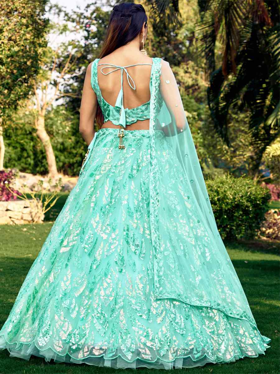 Rama Soft Net Embroidered Bridesmaid Wedding Heavy Border Lehenga Choli