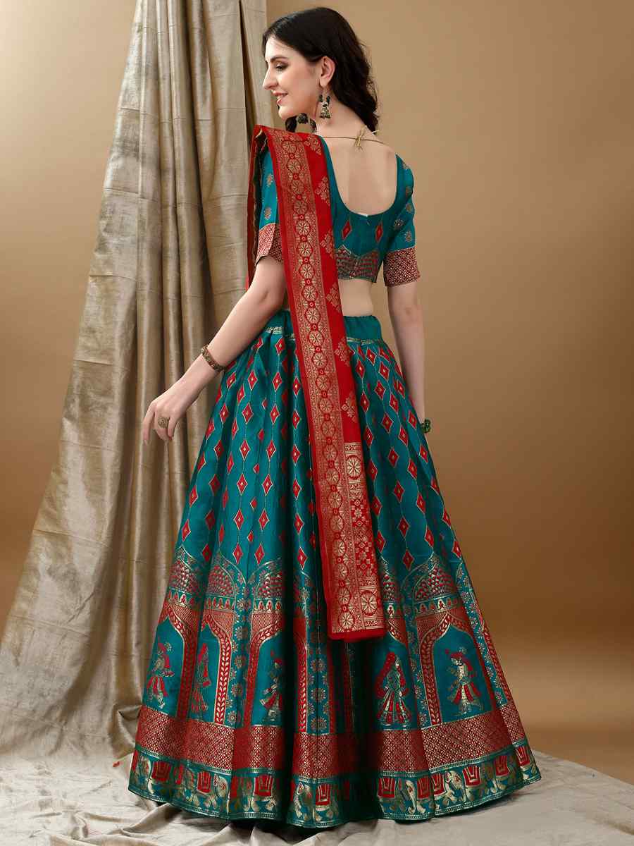 Rama Soft Silk Jacquard Embroidery Bridesmaid Wedding Heavy Border Lehenga Choli