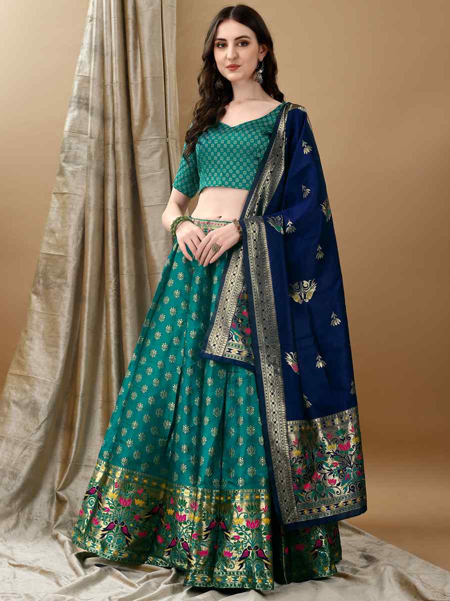 Rama Soft Silk Jacquard Embroidery Bridesmaid Wedding Heavy Border Lehenga Choli