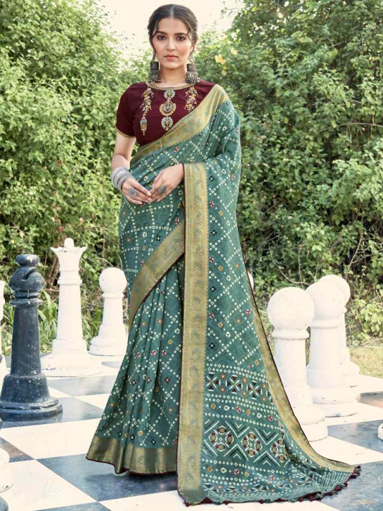 Rama Soft Silk Jacquard Handwoven Casual Festival Classic Style Saree