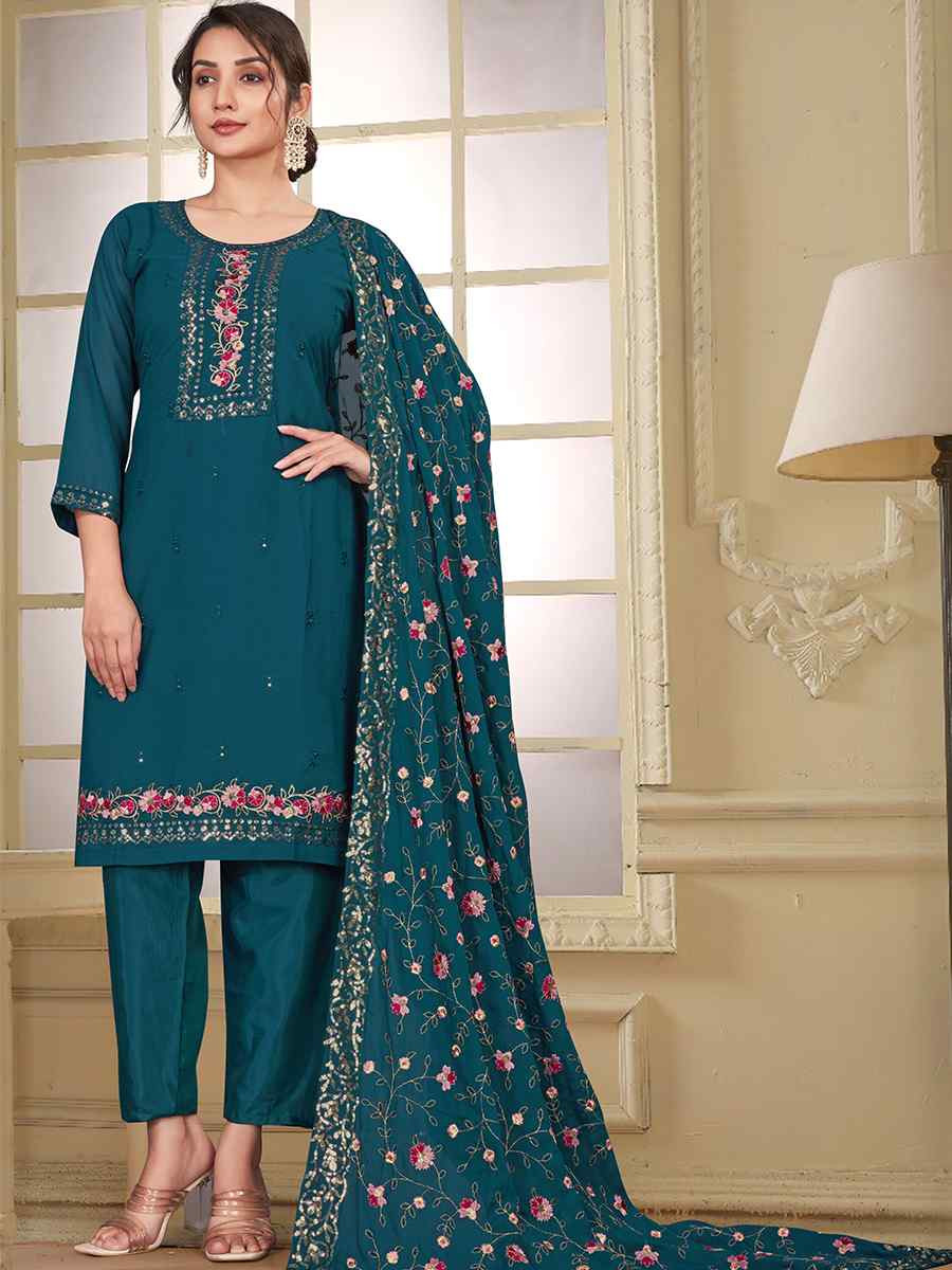 Rama Star Georgette Embroidered Festival Wedding Ready Pant Salwar Kameez