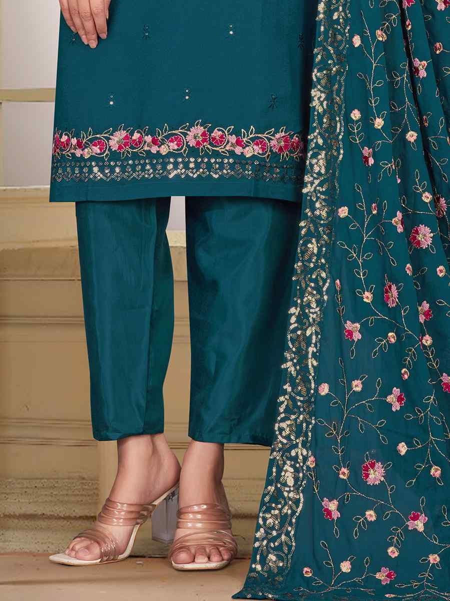 Rama Star Georgette Embroidered Festival Wedding Ready Pant Salwar Kameez