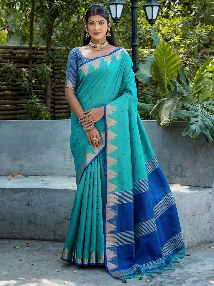 Rama Tussar Silk Handwoven Festival Casual Classic Style Saree