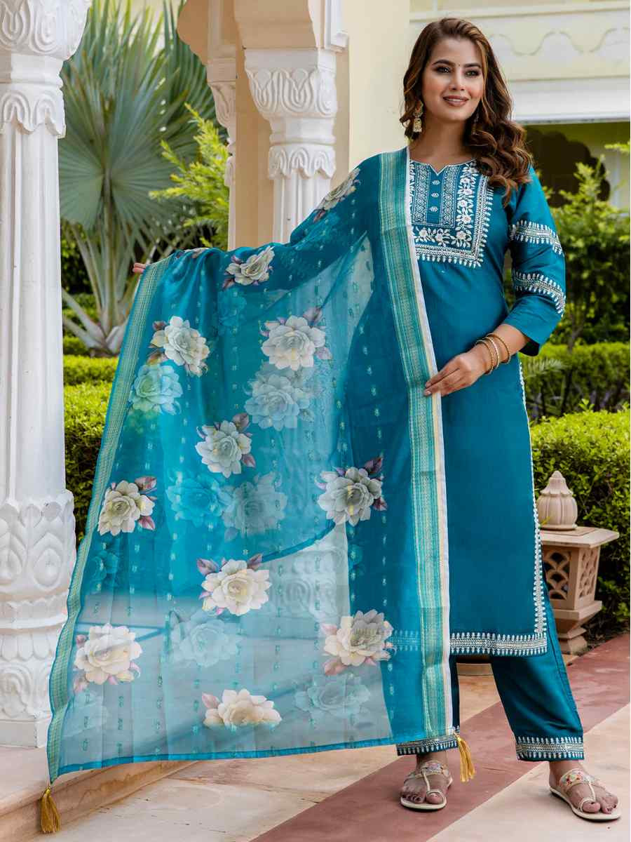 Rama Viscose Rayon Embroidered Festival Casual Ready Pant Salwar Kameez