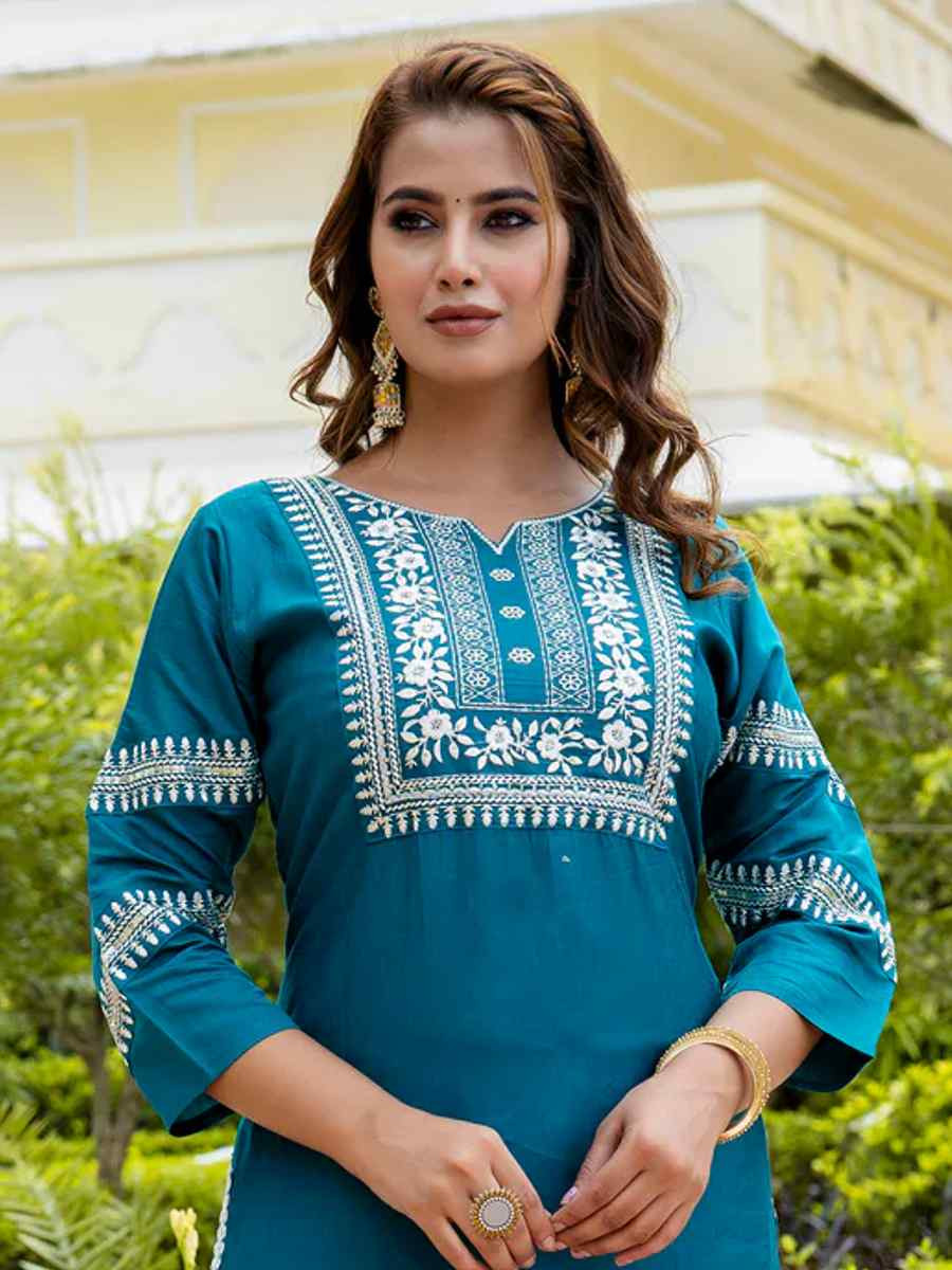 Rama Viscose Rayon Embroidered Festival Casual Ready Pant Salwar Kameez