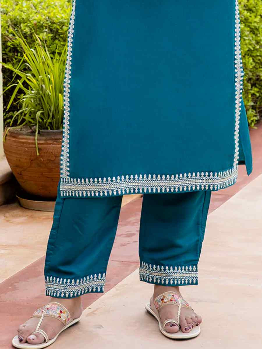 Rama Viscose Rayon Embroidered Festival Casual Ready Pant Salwar Kameez