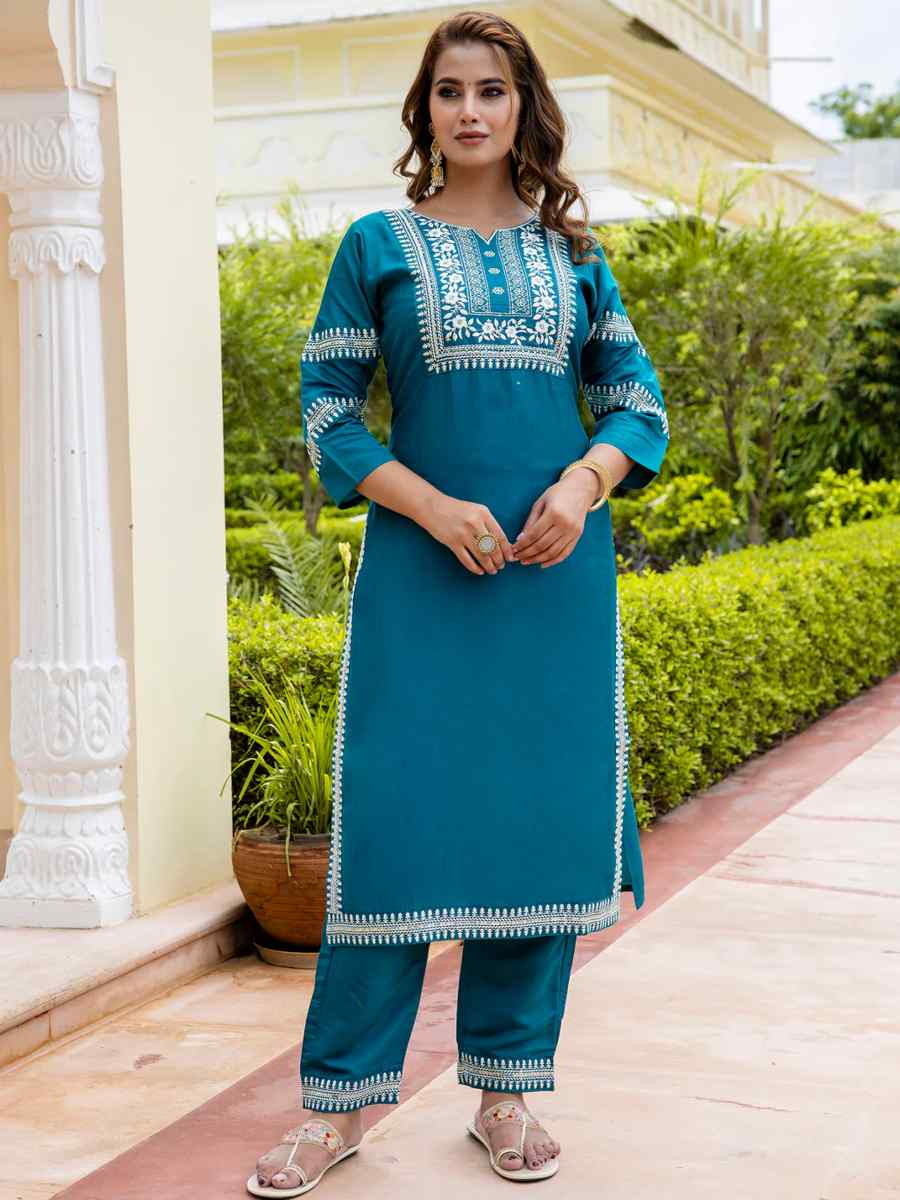 Rama Viscose Rayon Embroidered Festival Casual Ready Pant Salwar Kameez