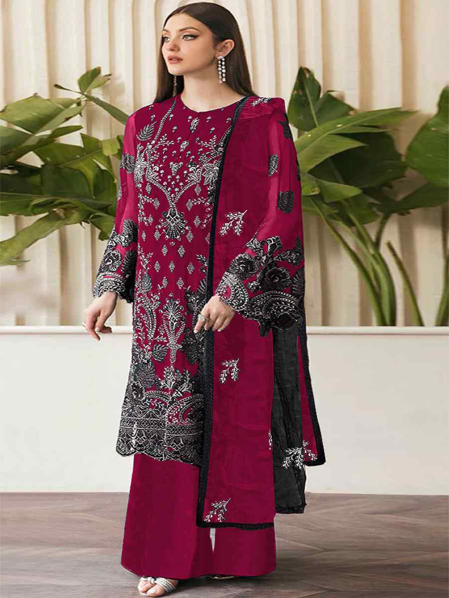 Rani Georgette Embroidered Festival Casual Palazzo Pant Salwar Kameez