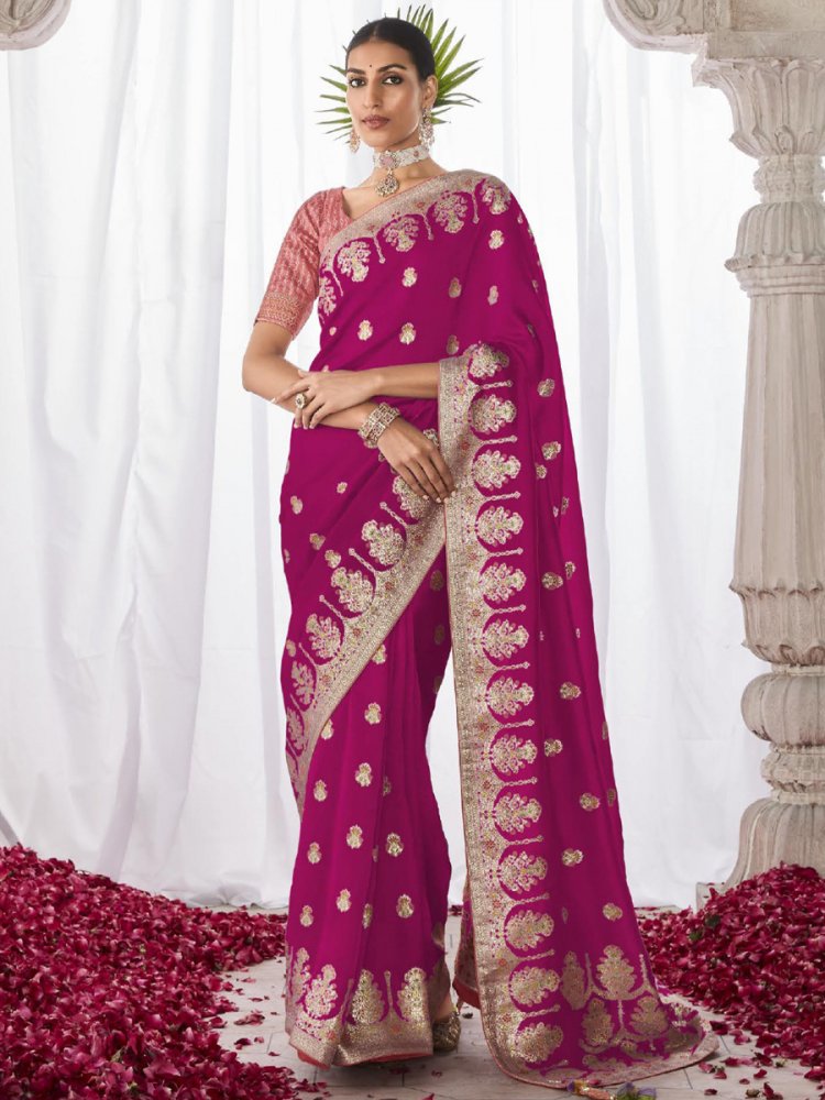 Rani Kora Silk Handwoven Festival Wedding Heavy Border Saree
