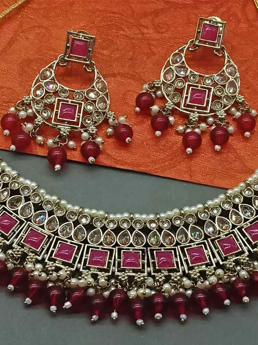 Rani Pink Alloy Festival Wear Kundan Necklace