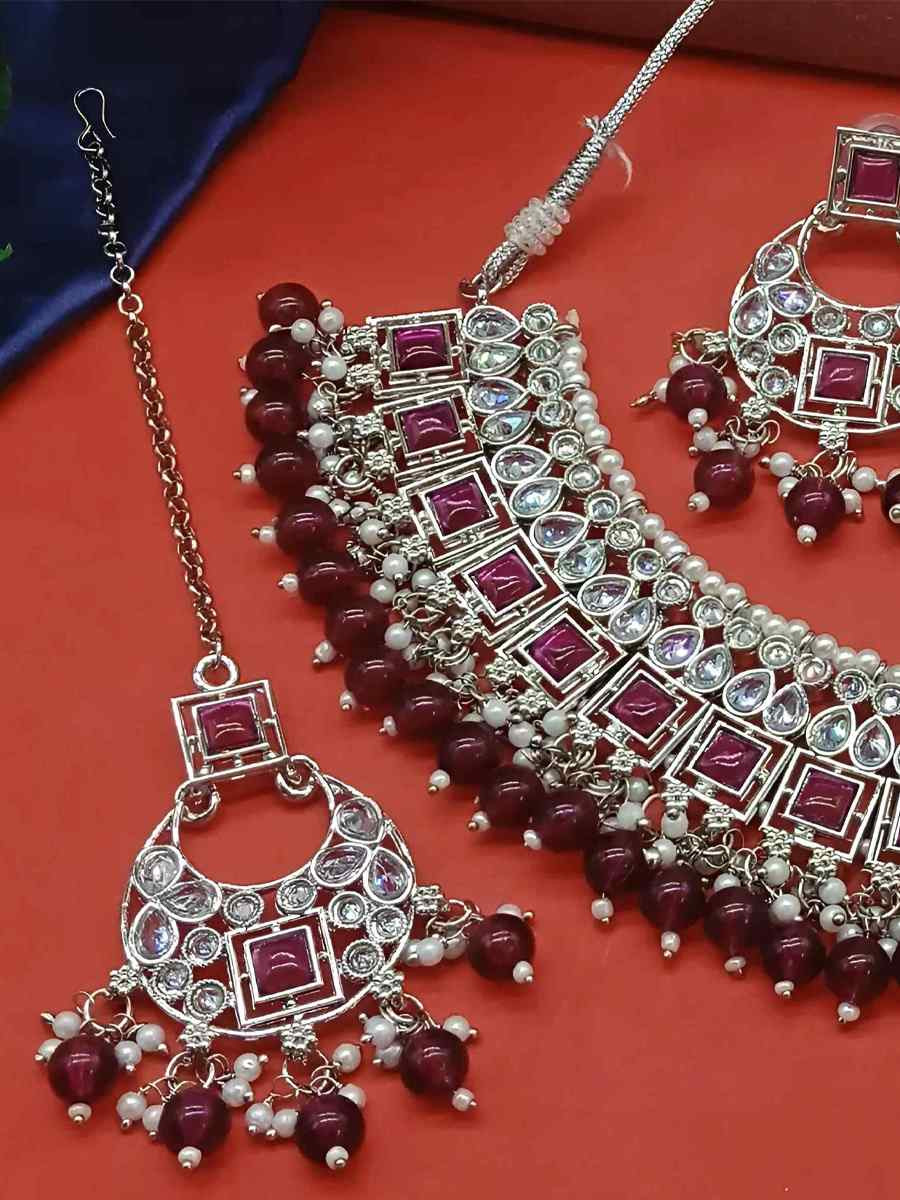 Rani Pink Alloy Festival Wear Kundan Necklace