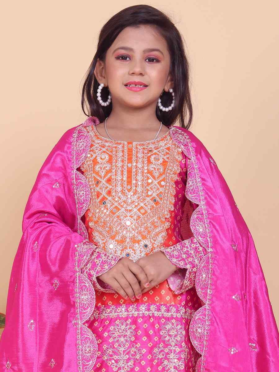 Rani Pink Heavy Chinon Silk Embroidered Wedding Festival