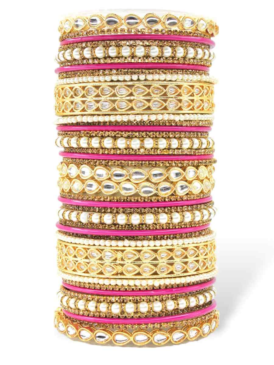 Red Alloy Festival Wear Kundan Bangles