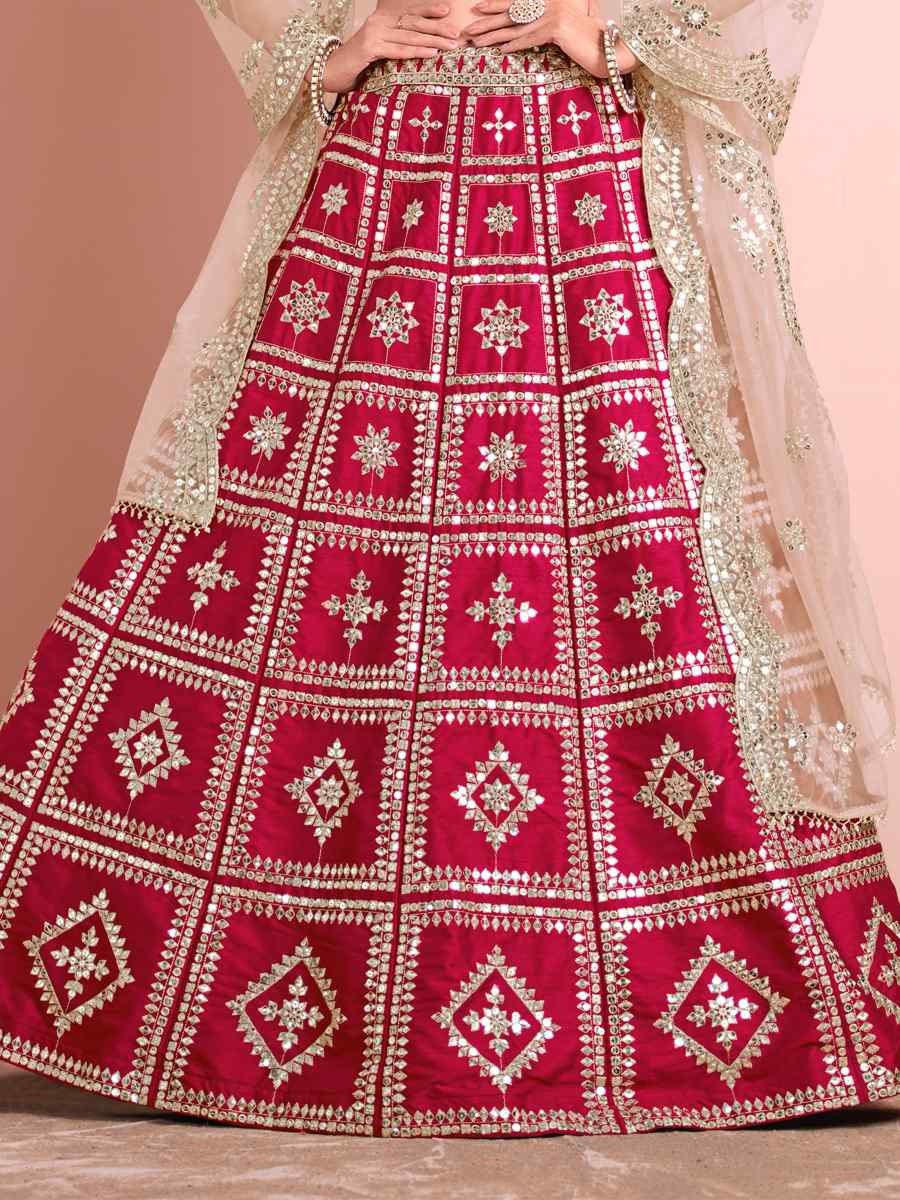 Red Art Silk Embroidered Wedding Festival Heavy Border Lehenga Choli