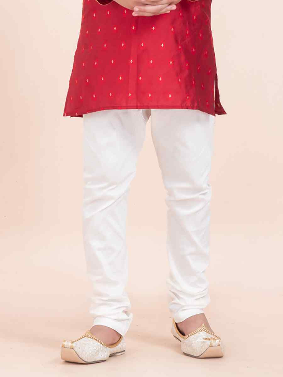 Red Cotton Embroidered Festival Traditional Kurta Pyjama Boys Wear