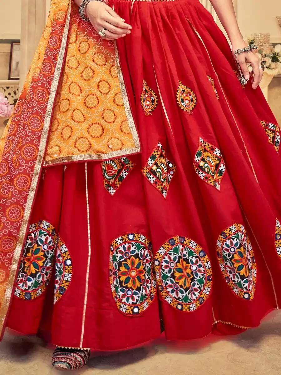 Red Georgette Embroidered Festival Mehendi Traditional Lehenga Choli