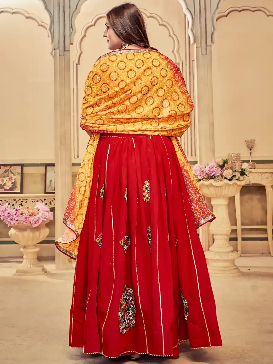 Red Georgette Embroidered Festival Mehendi Traditional Lehenga Choli