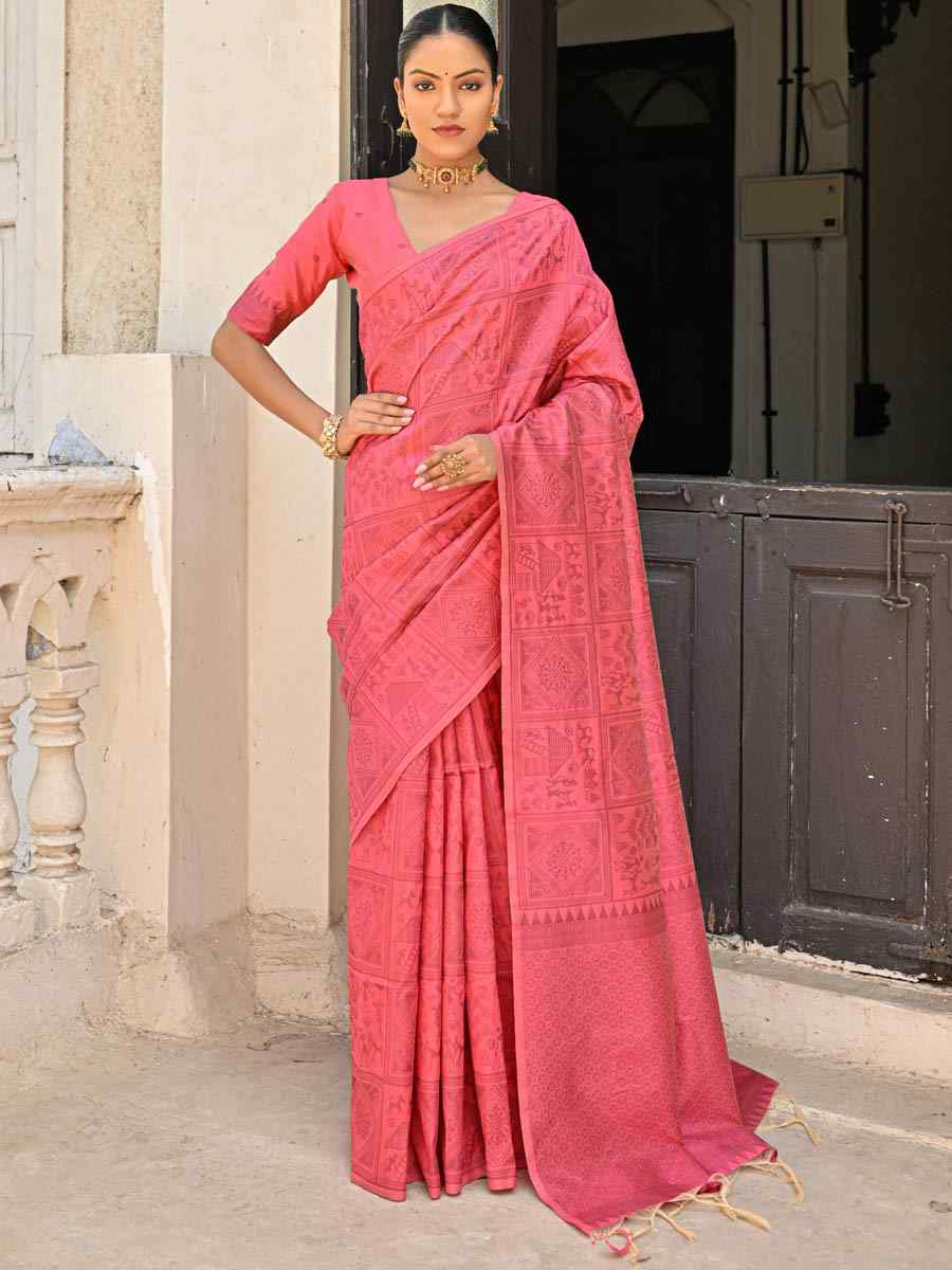 Red Kanjivaram Silk Handwoven Festival Casual Heavy Border Saree